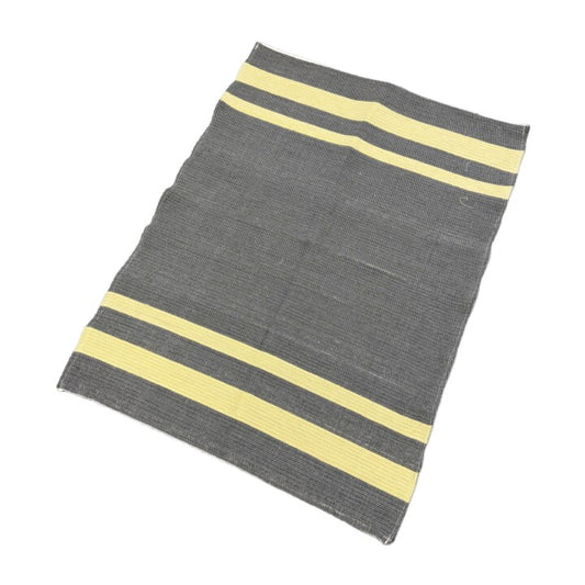 ハーブ染め ハーフサイズ手織りラグ グレー・イエロー
