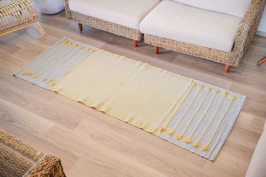 ハーブ染め 手織りラグ ヘリンボーン(コットン袋付き)2色