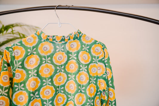 ブロックプリント お花柄ワンピース