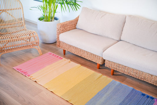 ハーブ染め手織りラグ  チャクラカラー（コットン袋付き）